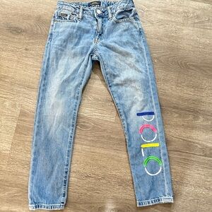 Polo by Ralph Lauren girls Blue Jeans with Multicolor Logo